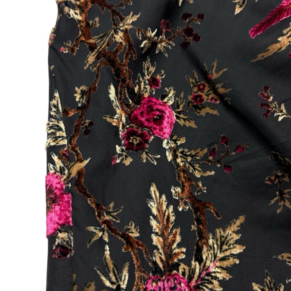NWT SHOWPO Jessell Flocked Velvet Midi Dress US Size 14 Strapless Black Floral - Picture 6 of 13